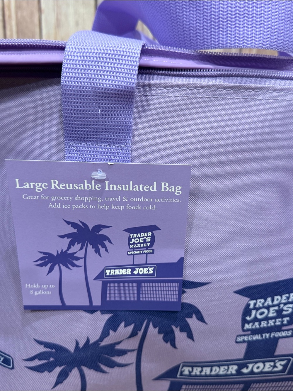 NEW WITH TAGS - Trader Joe's Large Reusable Insulated Bag Lavender PURPLE - Picture 6 of 6
